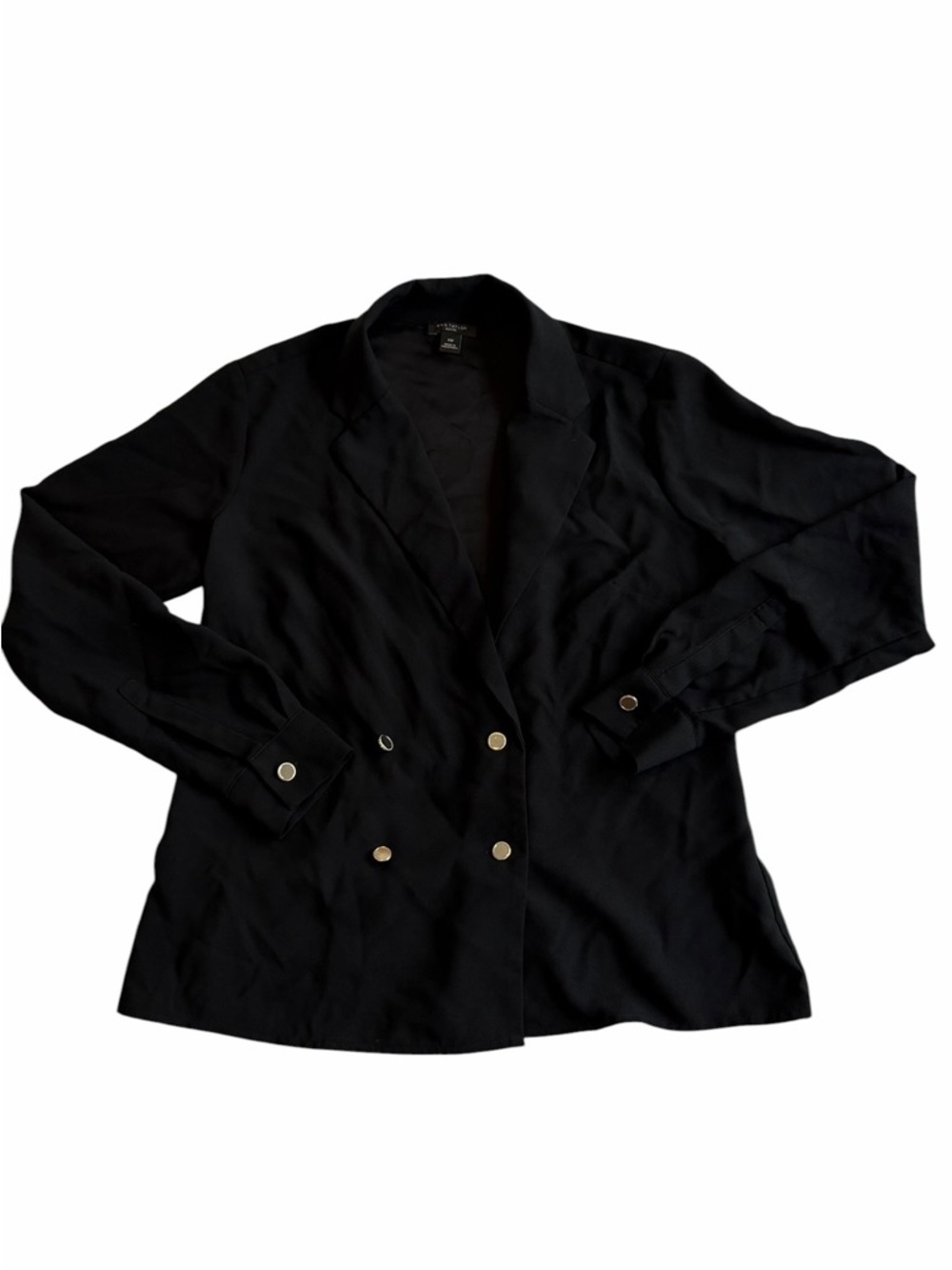 Ann Taylor black double-breasted blouse/XSP (002)